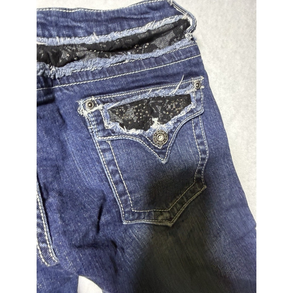 BONGO Womens Size 7 Bootcut Jeans Blue Stretch Denim Embellished Pocket Y2K - Picture 11 of 13